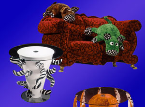 Столики в виде осьминогов,  диванчики, похожие на морские ракушки, зеркала в форме морских животных, разноцветные пуфики – все это мебельная коллекция Bretz.